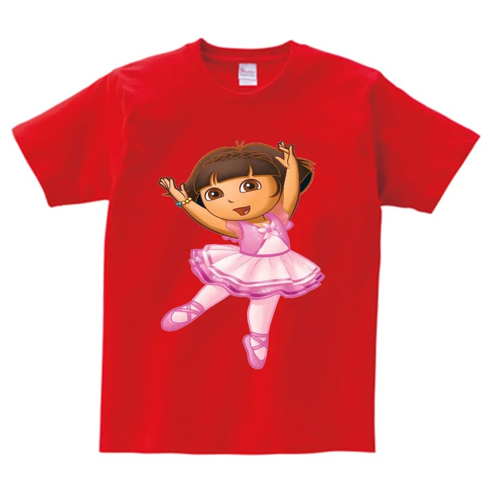 Новая Брендовая детская футболка Милая стильная футболка с рисунком Доры для девочек летние топы для маленьких девочек