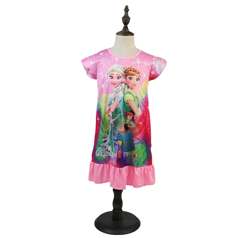 New Anna Elsa Children pajamas Summer Girls Baby Pajamas Cotton Princess girl Nightgown Home clothes Girl Sleepwear - Color: Clear