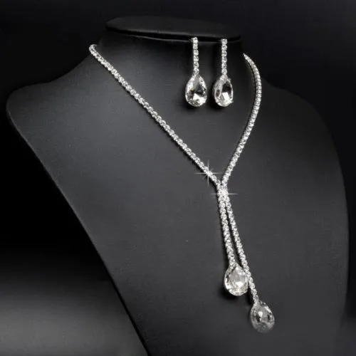 Горячий свадебный кристалл, стразы ожерелье серьги покрытые ювелирные наборы