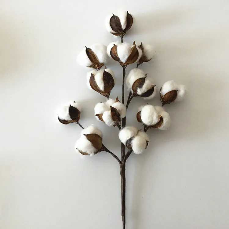 

1pc 2018 New 20 Inch Rustic Farmhouse Home Decor 12 Heads Cotton Boll Stems Spray for Center Pieces