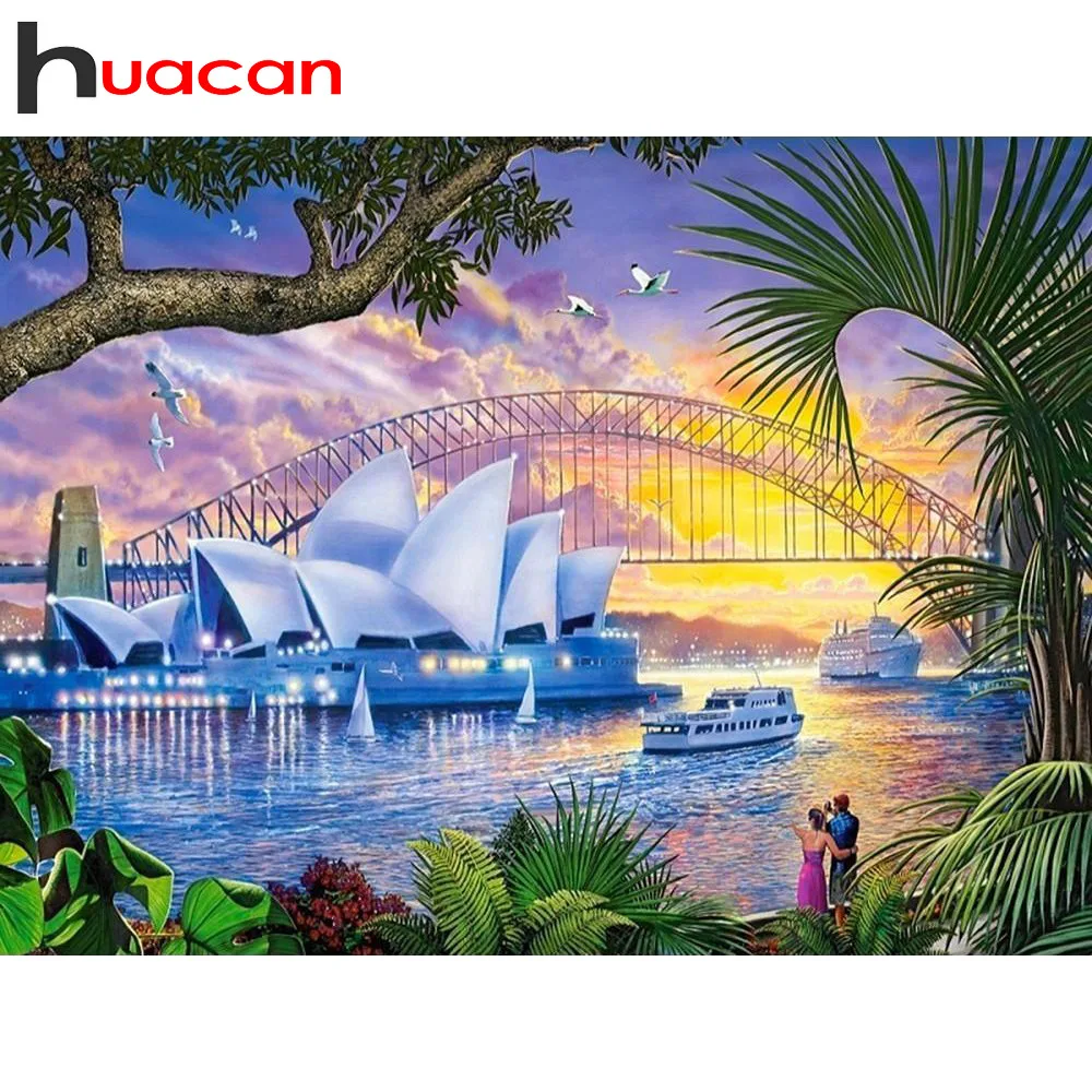 

Huacan 5D Diamond Painting Full Square Sydney Opera House Embroidery Sale Diamond Mosaic Picture Rhinestone Home Decor Drop Ship
