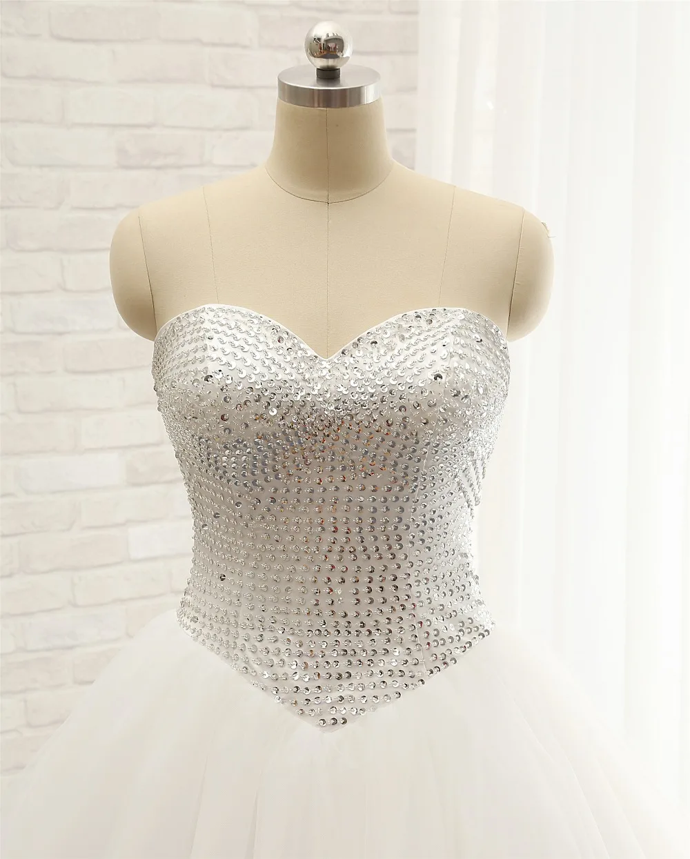 Vestidos De Noiva Элегантный свадебное платье Милая с плеча бальное платье Часовня Поезд Бисер Тюль Свадебные платья