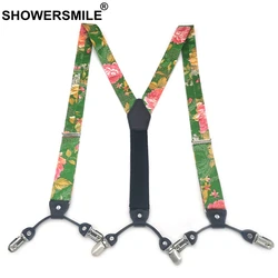 SHOWERSMILE Silk Suspenders Men Floral Suspender Belt Women Green Luxury Designer Brand Medieval Men Braces 6 Clip 115cm Unisex SHOWERSMILE Silk Suspenders Men Floral Suspender Belt Women Green Luxury Designer Brand Medieval Men Braces 6 Clip 115cm Unisex