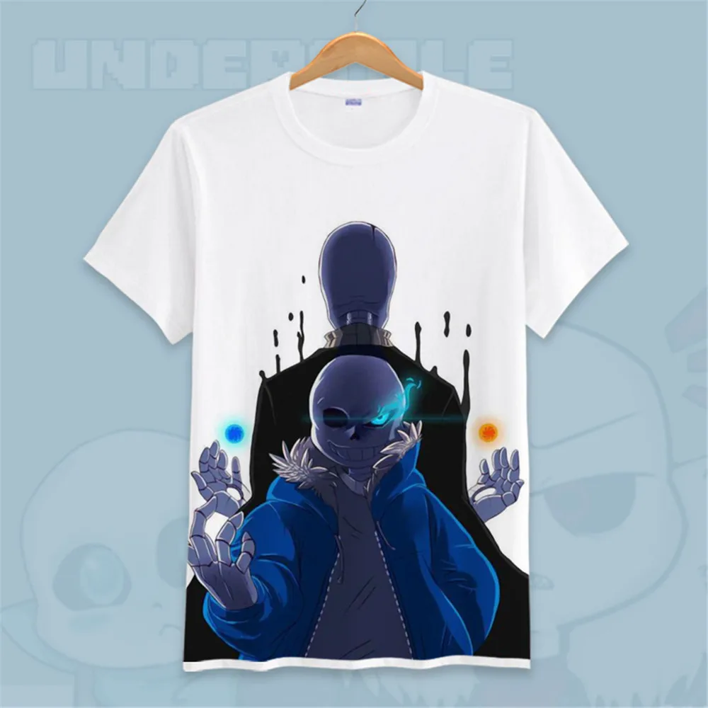 Футболка с коротким рукавом для игры «Undertale», футболка «Undertale sans and papyrus», футболка для подростков, одежда в стиле аниме Skull Brother, футболки в подарок - Цвет: Синий