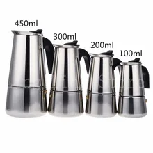 Низкая цена 2/4/6/9 чашки нержавеющая сталь Кофе горшок Кофеварка Плита горшок для заваривания кофе для домашнего офиса 100 мл/200 мл/300 мл/450 мл