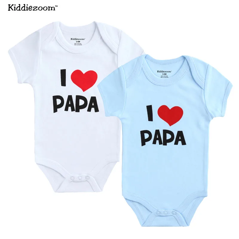 Kiddiezoom боди для ребенка мальчика I Love Papa Mama комплект одежды для маленьких девочек с принтом - Цвет: BDS2020