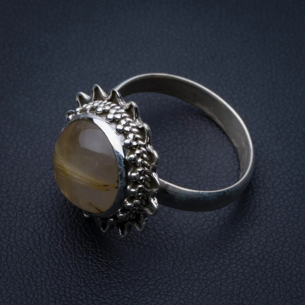 

Natural Rutilated Quartz 925 Sterling Silver Ring, US Size 8.5 R3060