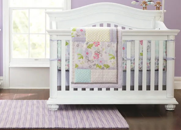 

Promotion! 4PCS embroidered Baby Bedding Set Kids Bed Sets Cotton High Quality ,include(bumper+duvet+bed cover+bed skirt)