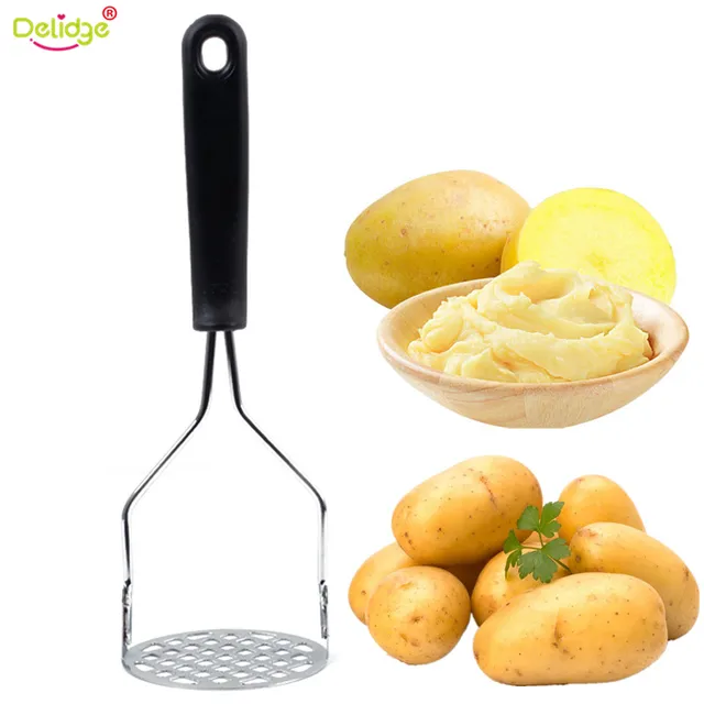 Delidge 1 pc Potato Masher Stainless Steel+Plastic Hand Held Mashed