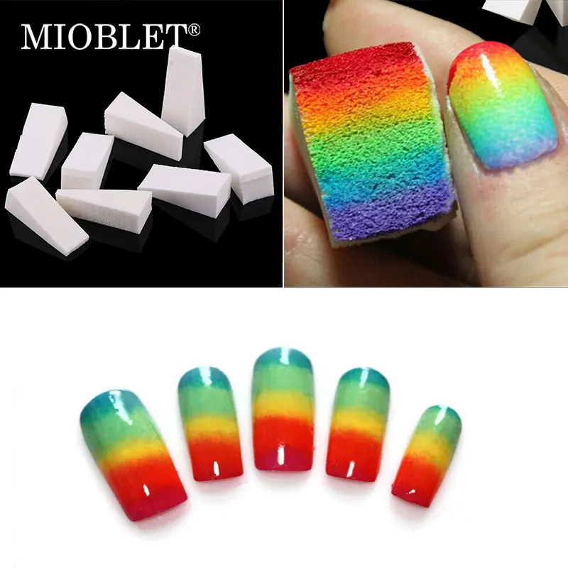 

New 8Pcs/Set White Soft Triangle Sponge Gradient Color Stamping Stamp Nail Art Polish Gel Creative Nail Buffer Sponges Manicure