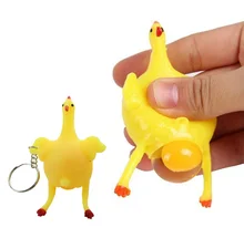 Funny Prank Chicken Novelty Antistress Chick Lay Eggs Chicken Keychain Children Toys Gags Practical Joke Interesting Toys