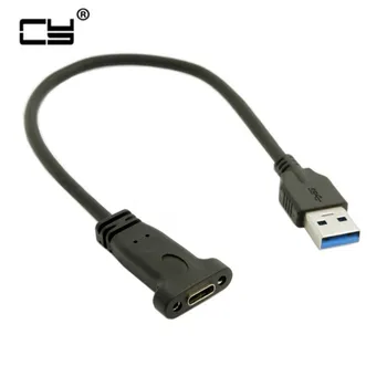 

10pcs USB 3.1 Type C USB-C Female to USB 3.0 A Male Data Cable with Panel Mount Screw Hole 20cm