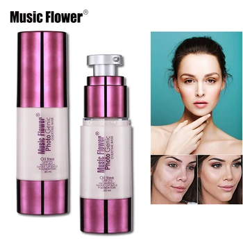 

Music Flower Face Liquid Foundation Makeup Oil-free Waterproof Creamy Foundation Full Cover Concealer Make Up Base Primer SPF25