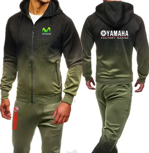 yamaha revs your heart print Tracksuits Men Set Zipper Hoodies Pants