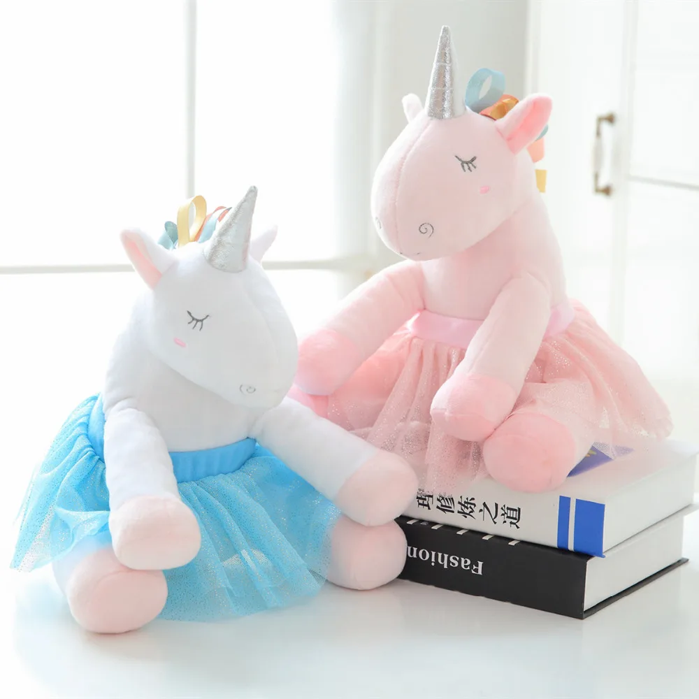 Unicorn Stuffed Animal Pink Blue Ballet skirt Unicorn Kawaii Cartoon Plush Toys Kids Present Toys Children Baby Birthday Gift