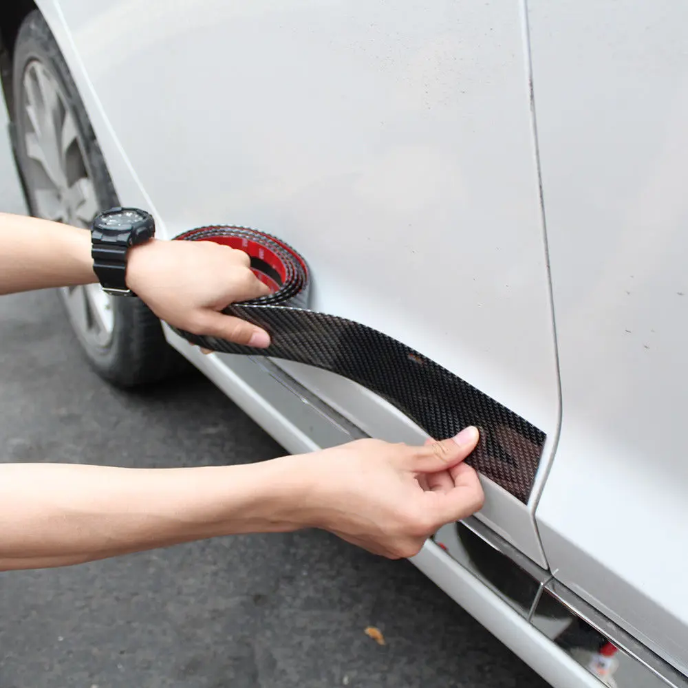 Universal Car Auto Decoration Carbon Fiber Rear Bumper Lip Kit Sticker Trim Protector Car-Styling Decals Mouldings Bumper Strip