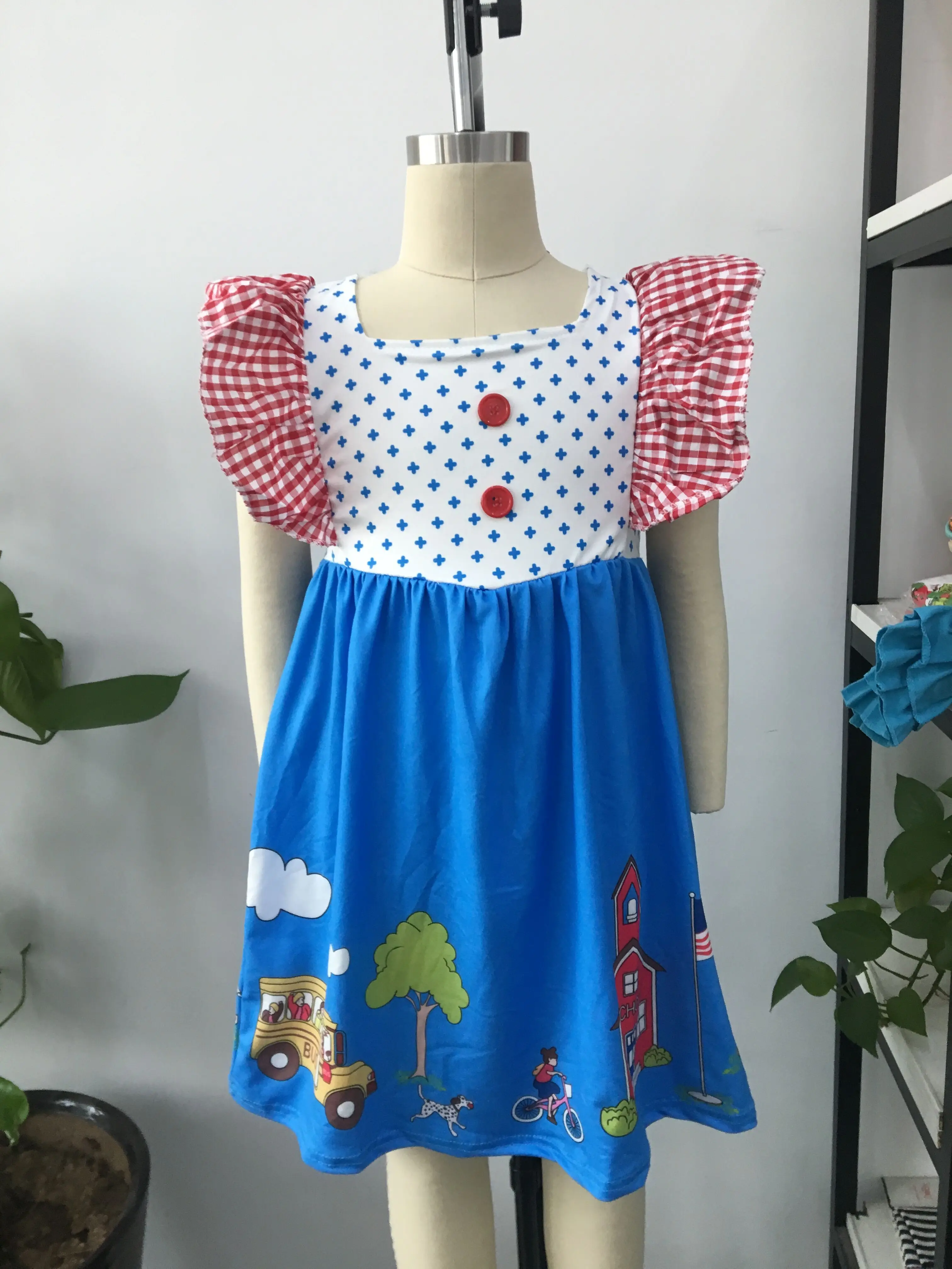 

children back to school dress woven sleeve super cute baby girl dress