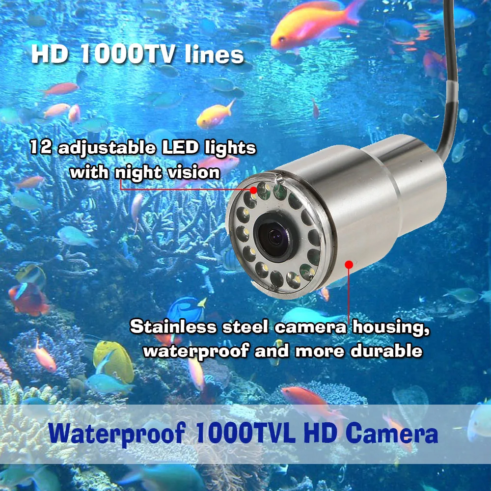 " Большой ЖК-цветной монитор 30 м рыболокатор водонепроницаемый 1000TVL HD подводная камера ночного видения рыболокатор США/ЕС штекер