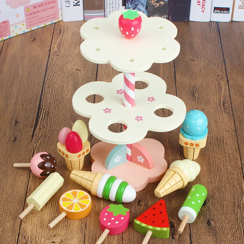 

Wooden Ice Cream Magnetic Montessori Toys for Kids Girls Boys Pretend Play Kitchen Toys for Baby Birthday Party Early Education