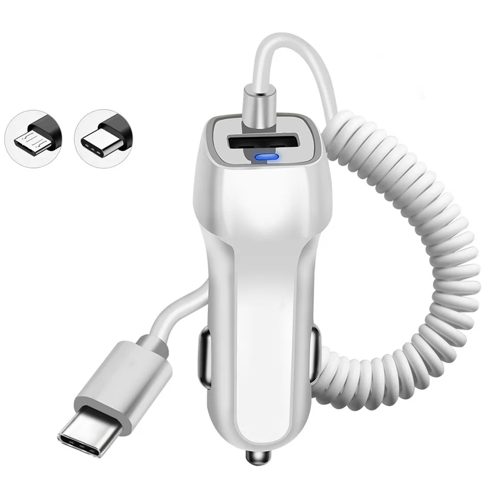 USB TYPE-C شاحن سامسونج Xiaomi CE شهادة 2.4A الربيع خط شاحن سيارة شحن سريع IOS خط ل IPhoneX 7 8 6 S