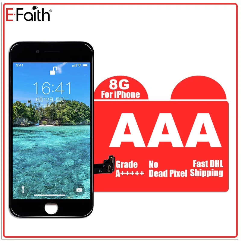 EFaith, 10 шт., для iphone 8, 8G, 8 P, 8 Plus, ЖК-дисплей, экран, протестированный, сборка, замена, без битых пикселей, быстрая