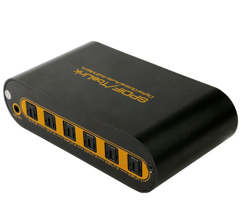

SPDIF TOSLINK Digital Optical Audio True Matrix 4x2 Switch Switcher Splitter 4 In 2 Out Video Converter Remote Control EU Plug