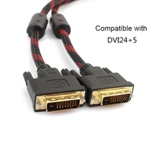 Promotion! 1.5m Nylon Braided DVI to DVI Cable Gold Plated DVI-D Cable 24+1 Male to Male M/M Connector for PC Projector