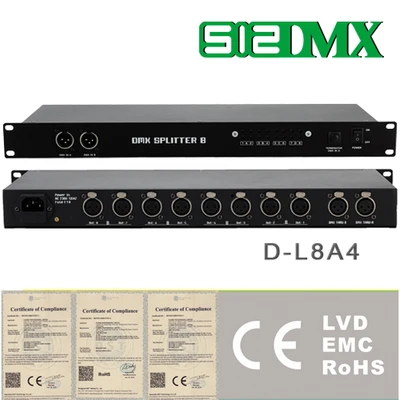 

DMX512 splitter DMX signal amplifier 4 In 8 OUT
