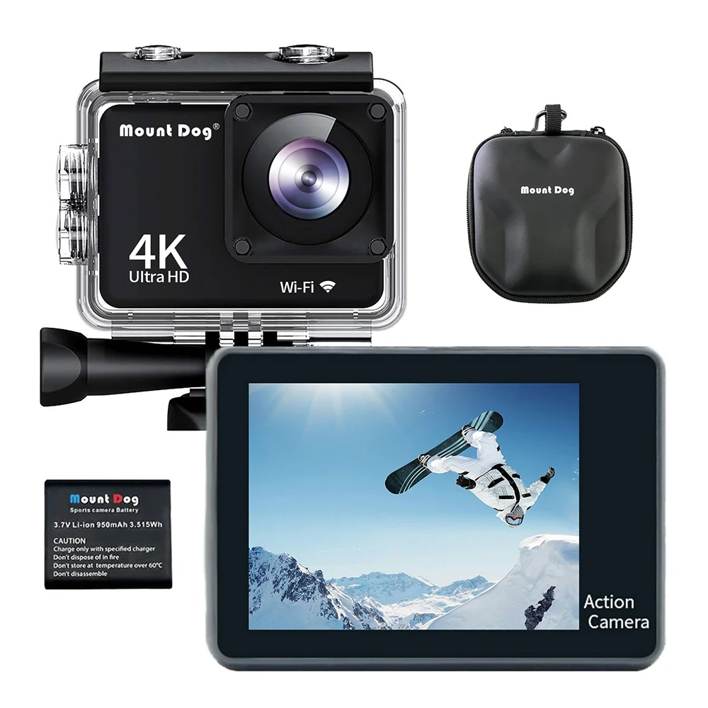 MountDog Go 4K Action Camera Pro Ultra HD WiFi Remote Control Sports Video Cam Recorder DVR Waterproof Case accessories|Экшн-камеры| |