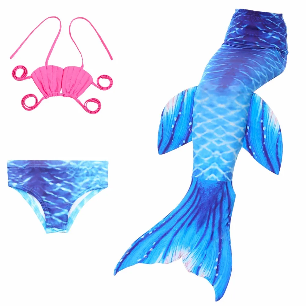Новинка года; купальный костюм с хвостом русалки для девочек; комплект бикини из 3 предметов; топы и штаны; детское летнее купальное платье