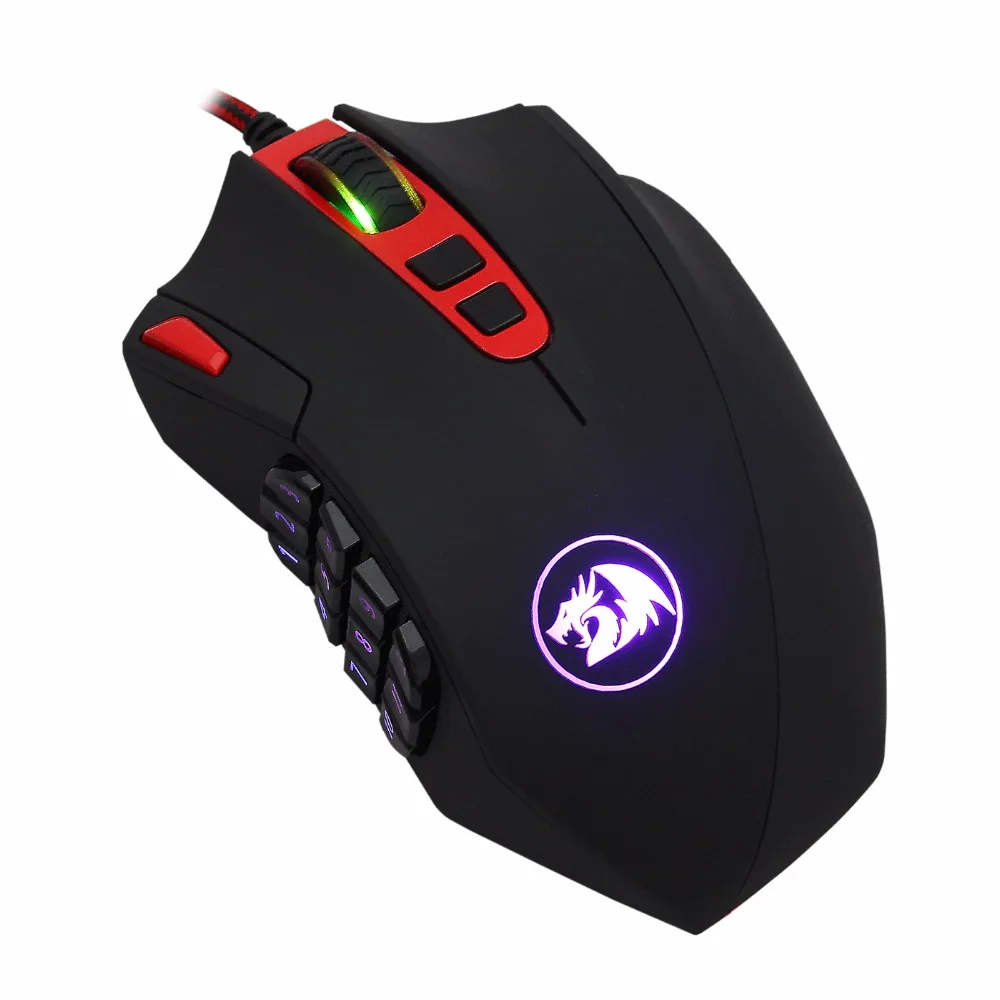 Игровая мышь M901 Redragon MMO, светодиодный RGB 24000 dpi, высокоточная лазерная компьютерная игровая мышь, 18 программируемых кнопок мыши