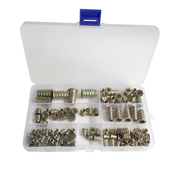 

100 Pieces Furniture Hex Socket Screw Inserts M4/ M5/ M6/ M8/ M10 Zinc Alloy Threaded Insert Nuts Assortment Tool Kit for Wood