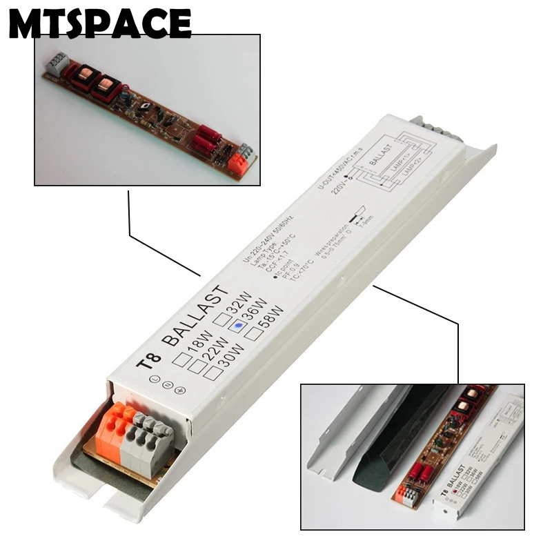 MTSPACE Высокое качество 220 240 В AC 36 Вт широкое напряжение T8 электронный балласт