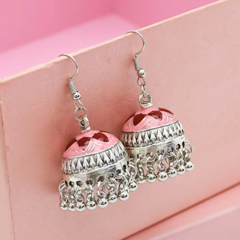 

Indian Vintage Silver Bells Statement Earrings Thailand Festival Party Jhumka Earrings Hippie Holloween Boho Jewelry pakistani