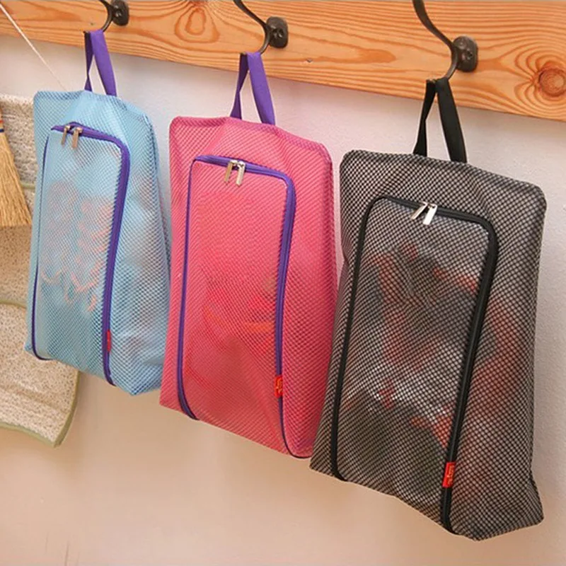

Shoe Swimming Bags Storage Portable Waterproof Mesh Nylon Polyester Travel Pouch Organizer with Zipper Handle