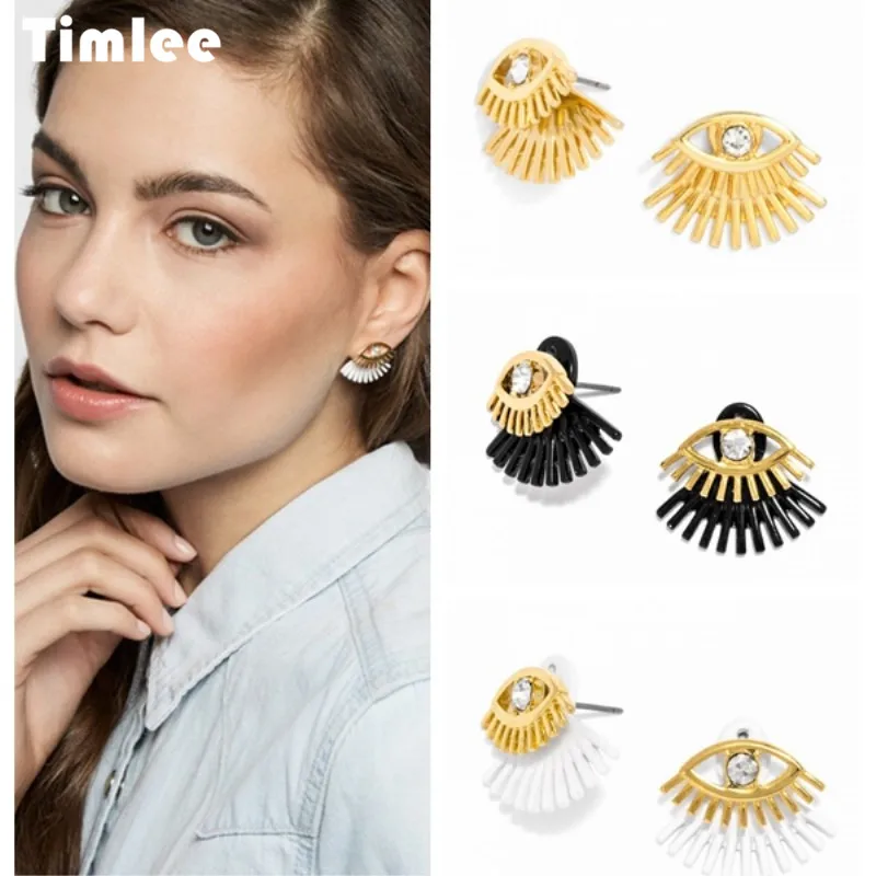 

Timlee E215 New Cute Popular Hollow out Rhinestone Eye Metal Studs Earrings,Fashion Accessories wholesale .