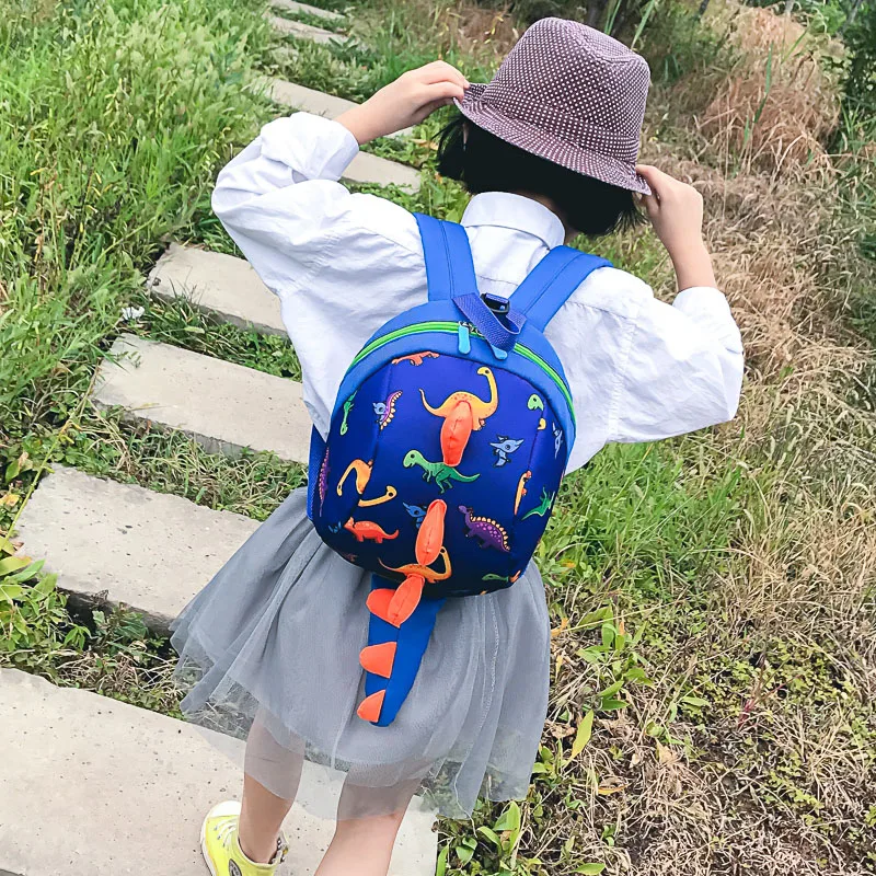 

Cute Baby Boy Girl Cartoon 3D Dinosaur Backpacks Toddler Oxford Cloth Preschool Travel Bags