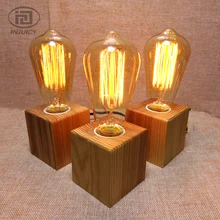 Лофт Винтаж промышленный квадратные деревянные настольные лампы E27 Эдисон лампы Спальня кафе бар магазин ресторан светильник для Кабинета