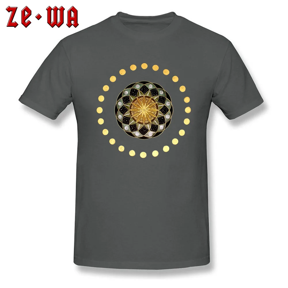 Planetary Mandala Summer T-shirts for Men 100% Cotton ostern Day Tops Shirt Printed Tops Shirt Short Sleeve Funky O Neck Planetary Mandala carbon
