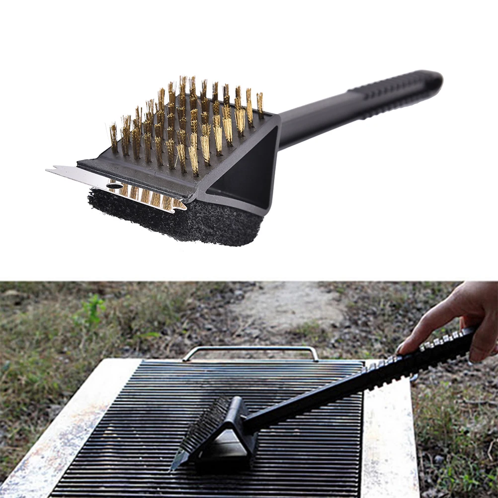 

New Barbecue Accessories Copper wire BBQ Cleaning Brush Plastic Handle Churrasco Outdoor Grill Cleaner Cooking Tools