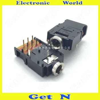 

1000pcs PJ-307 11Pins with Switches 3.5MM Stereo Audio Video Jacks 3.5mm Headphone Connectors Copper Head PJ-3F07