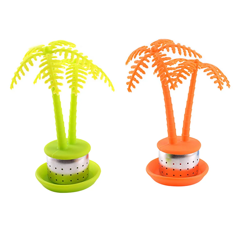 

2pcs/Pack Coconut Tree Shape Tea Infuser Strainer Food-Grade Loose Leaf Filters Steeper For Tea Cups Teapots (Random Color)