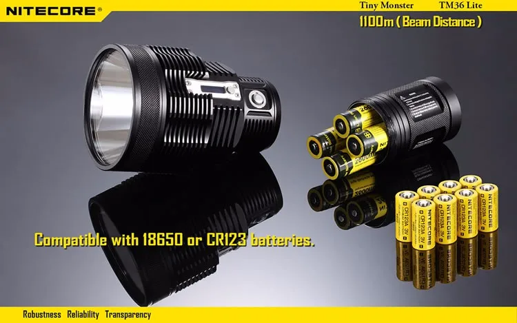 Продажа NITECORE TM36 Lite SBT-70 PA-C2 1800LM светодиодный фонарик 18650 перезаряжаемый прожектор 1100 метров Луч расстояние Бесплатная доставка
