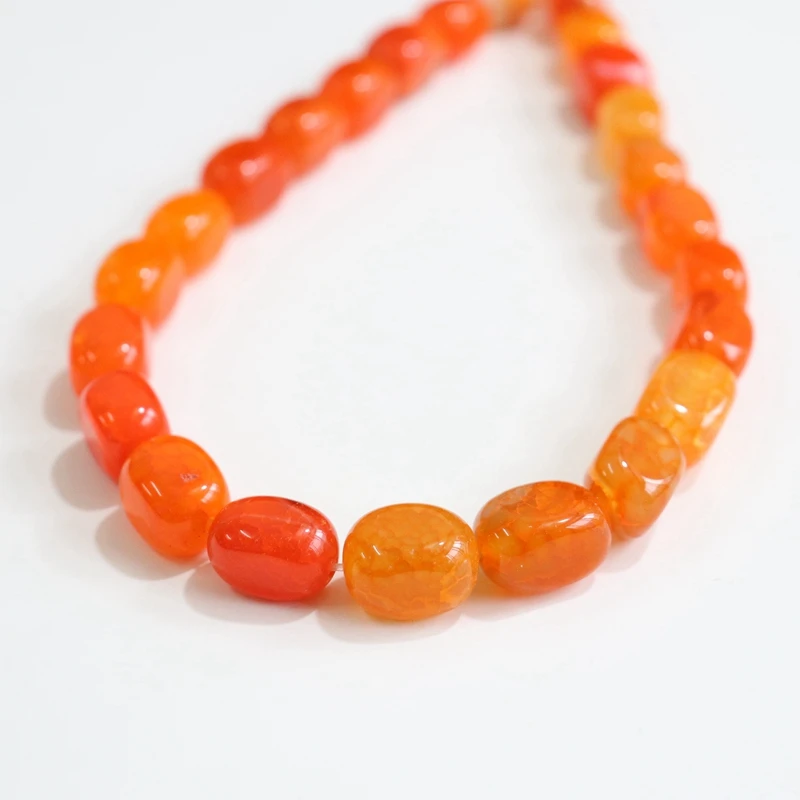 

10*14MM 24pcs/Pack Orange 100% Natural Chalcedony Bead Strands Semi-precious Stone Jewelry