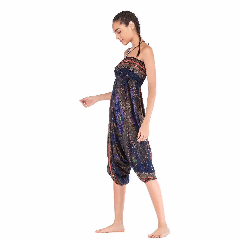 Big Peacock eye navy gold jumpsuit harem pant BPEJ001 (8)