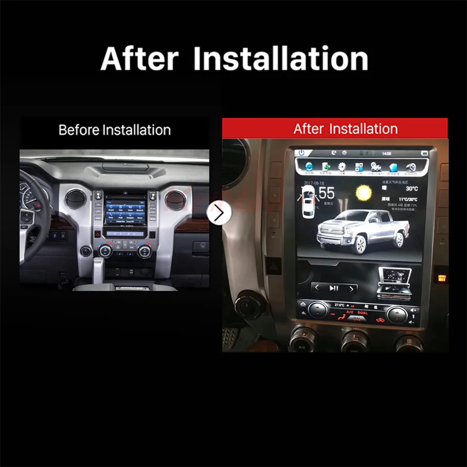 Top KiriNavi Vertical Screen Tesla Style 12.1 Inch Android 6.0 Car DVD Player For Toyota Tundra Android Radio GPS Navigation Car Dvd Multimedia Player 2014 -2018 4