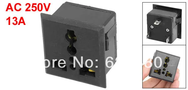 

AC 250V 13A US USA UK EU Euro AU Panel Mount Snap in Universal Power Socket Outlet Receptacle Black