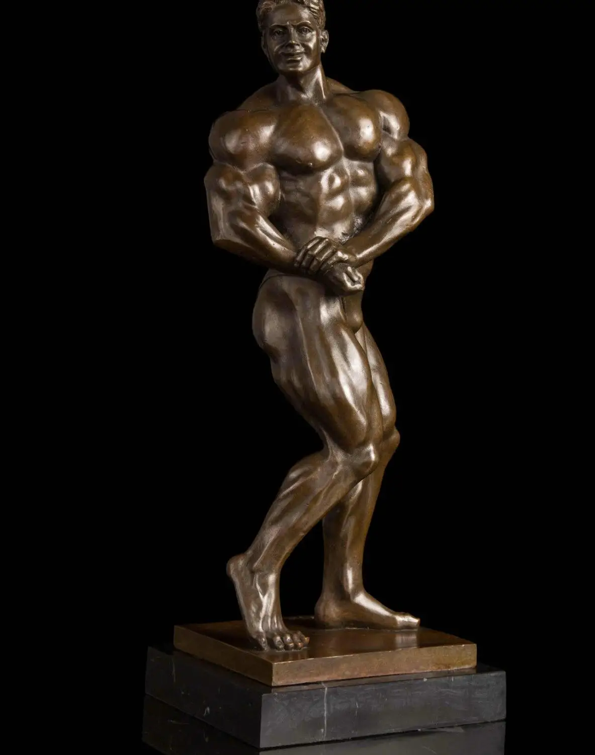 Art Deco Sculpture Muscle Man Gym Figurine Male Body Bronze Statue