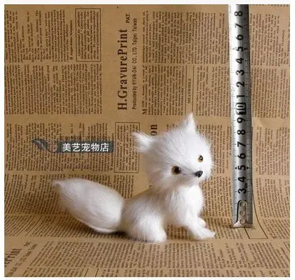 

cute white simulation fox toy handicraft plastic&fur fox doll gift about 13x5x11cm