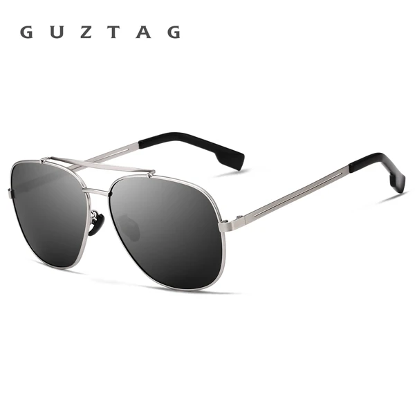 GUZTAG модные классические квадратные мужские поляризованные солнцезащитные очки из нержавеющей стали, дизайнерские солнцезащитные очки HD, солнцезащитные очки UV400 для мужчин G2493 - Цвет линз: Silver gray